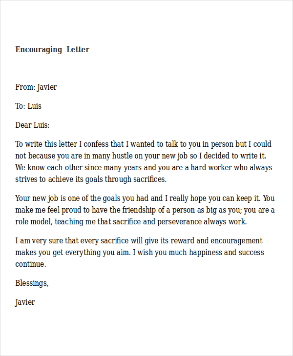 encouraging writing letter