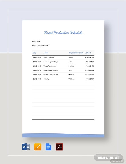 Event Production Schedule Template