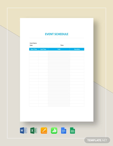 excel event schedule template