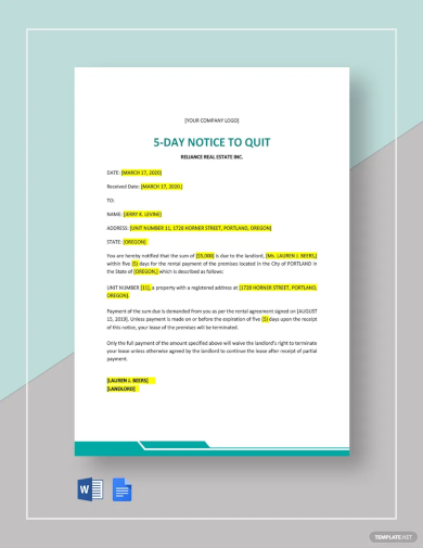 Notice to Quit - 14+ Examples, Format, Pdf | Examples