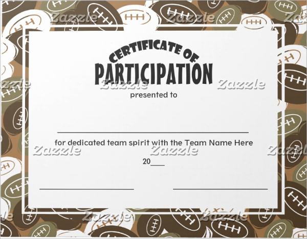 football participation certificate