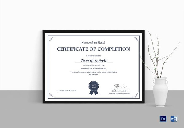 formal completion certificate template