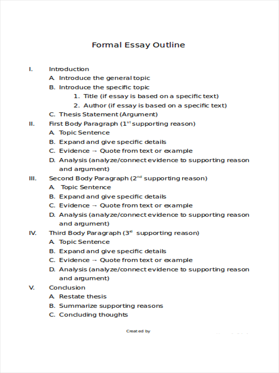 english essay outline template