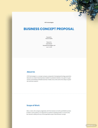 free business concept proposal template