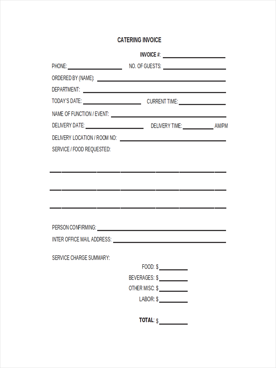 Catering Receipt 6  Examples Format How to Make Pdf