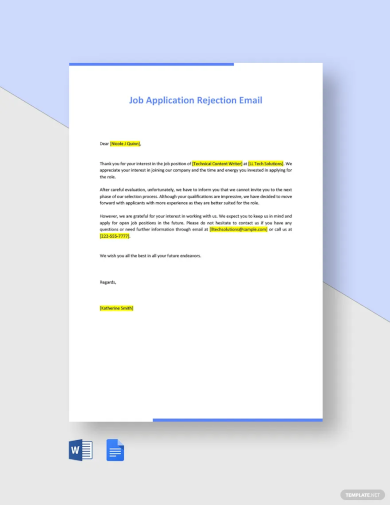 Free Job Application Rejection Email Template