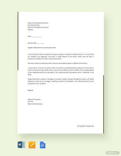 free media partnership proposal letter template