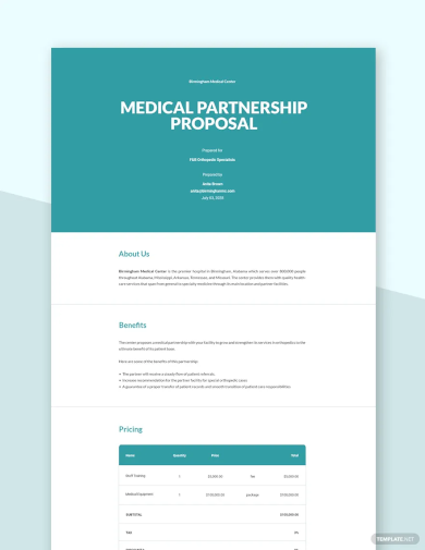 Free Medical Partnership Proposal Template