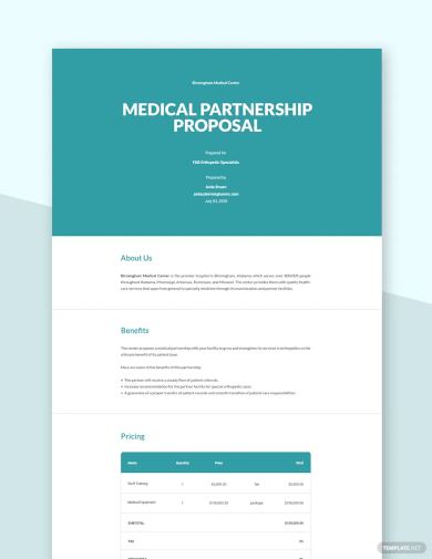 free medical partnership proposal template