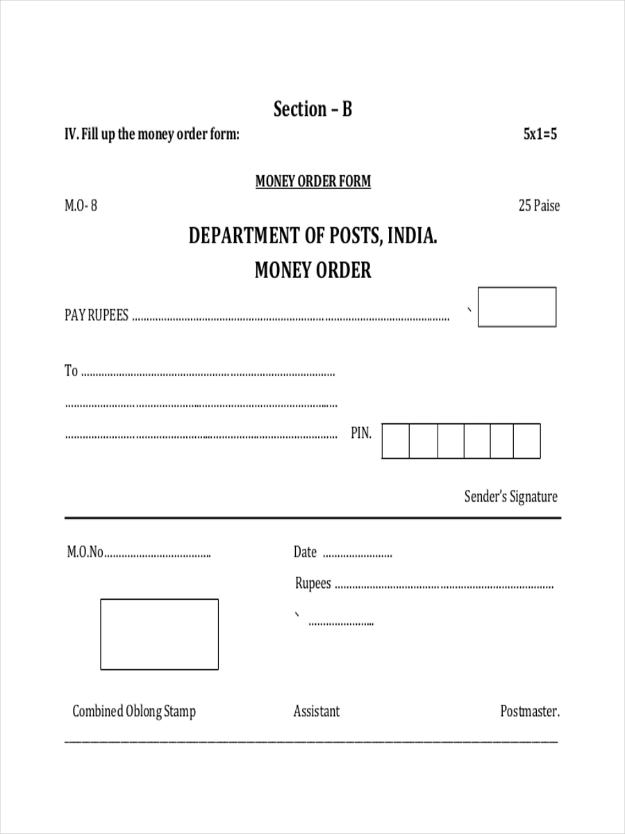 Printable Blank Money Order Template