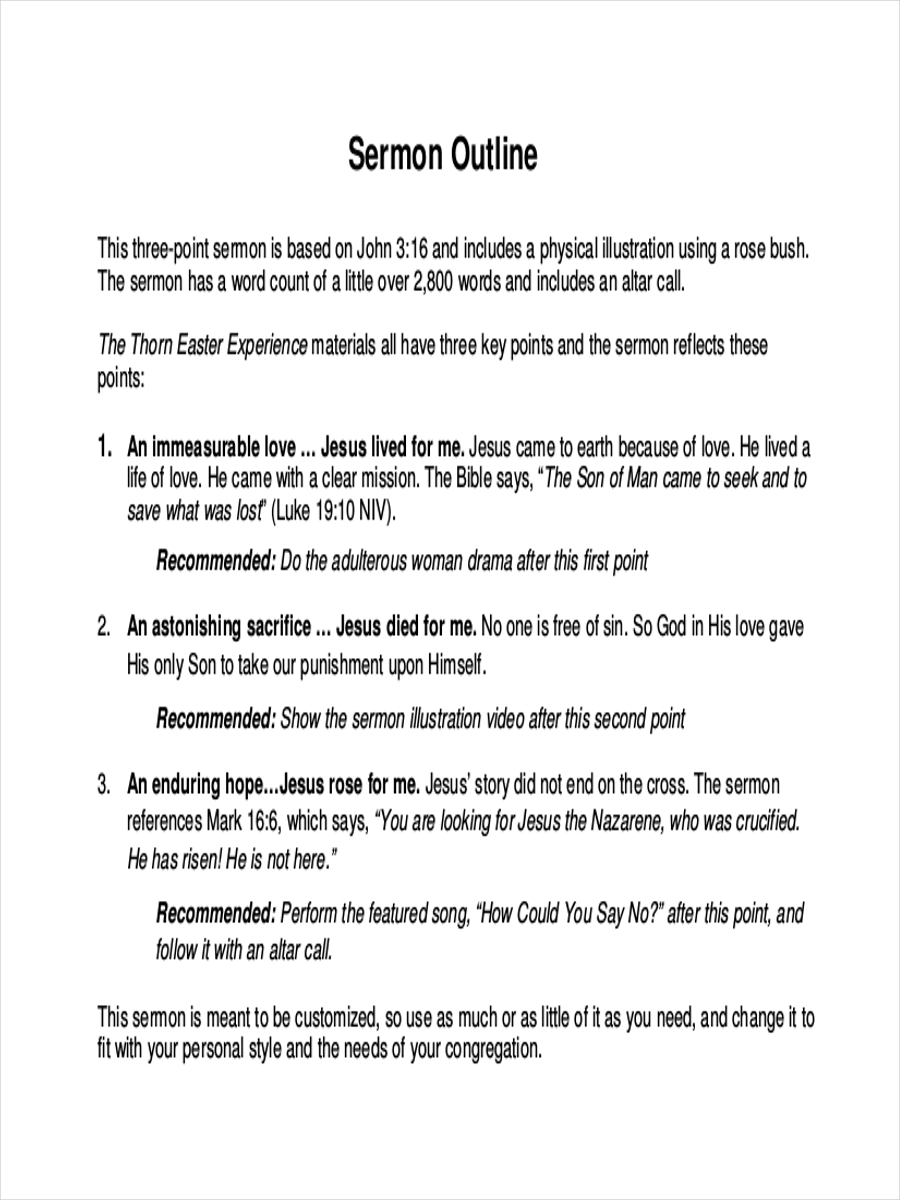 Sample Sermon Outline Template