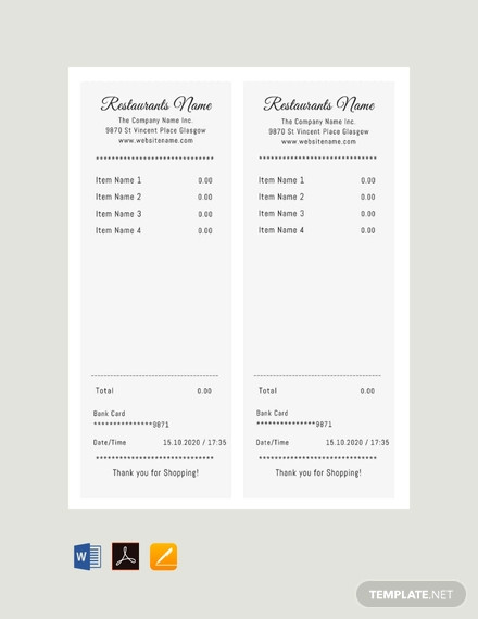 Restaurant Receipt 11 Examples Format Pdf Examples