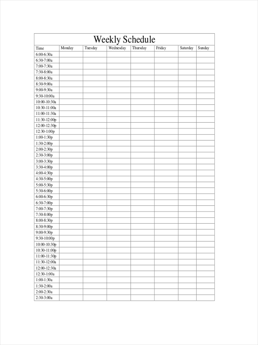 free weekly schedule example