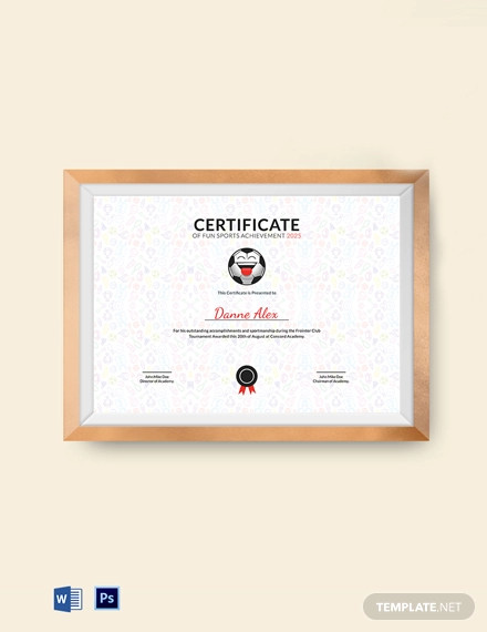 Funny Sports Achievement Certificate Template