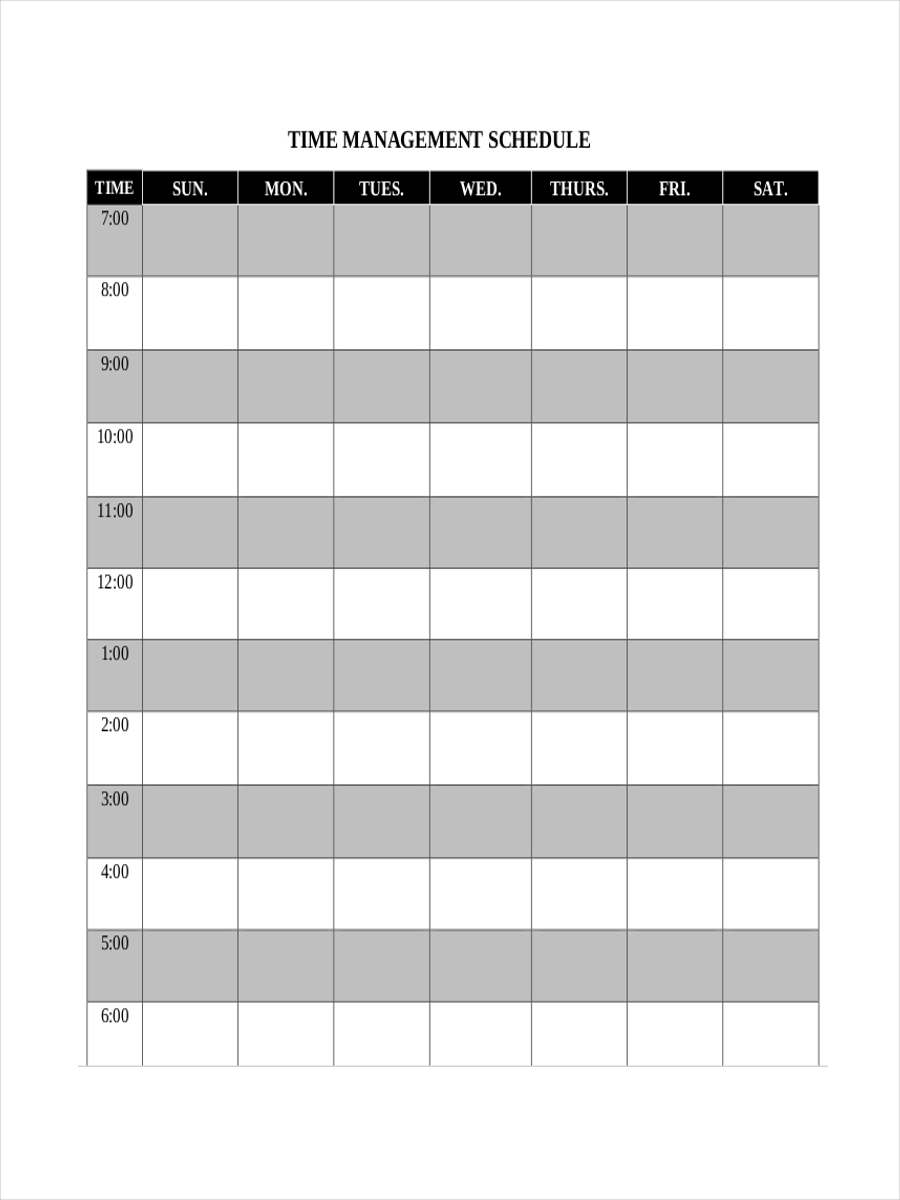 General Time Management Schedule