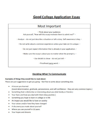 good college application essay 