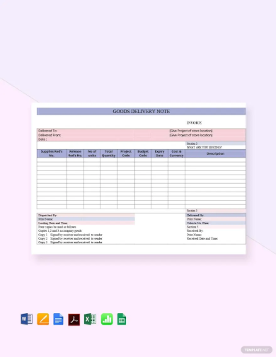 Goods Delivery Note Template