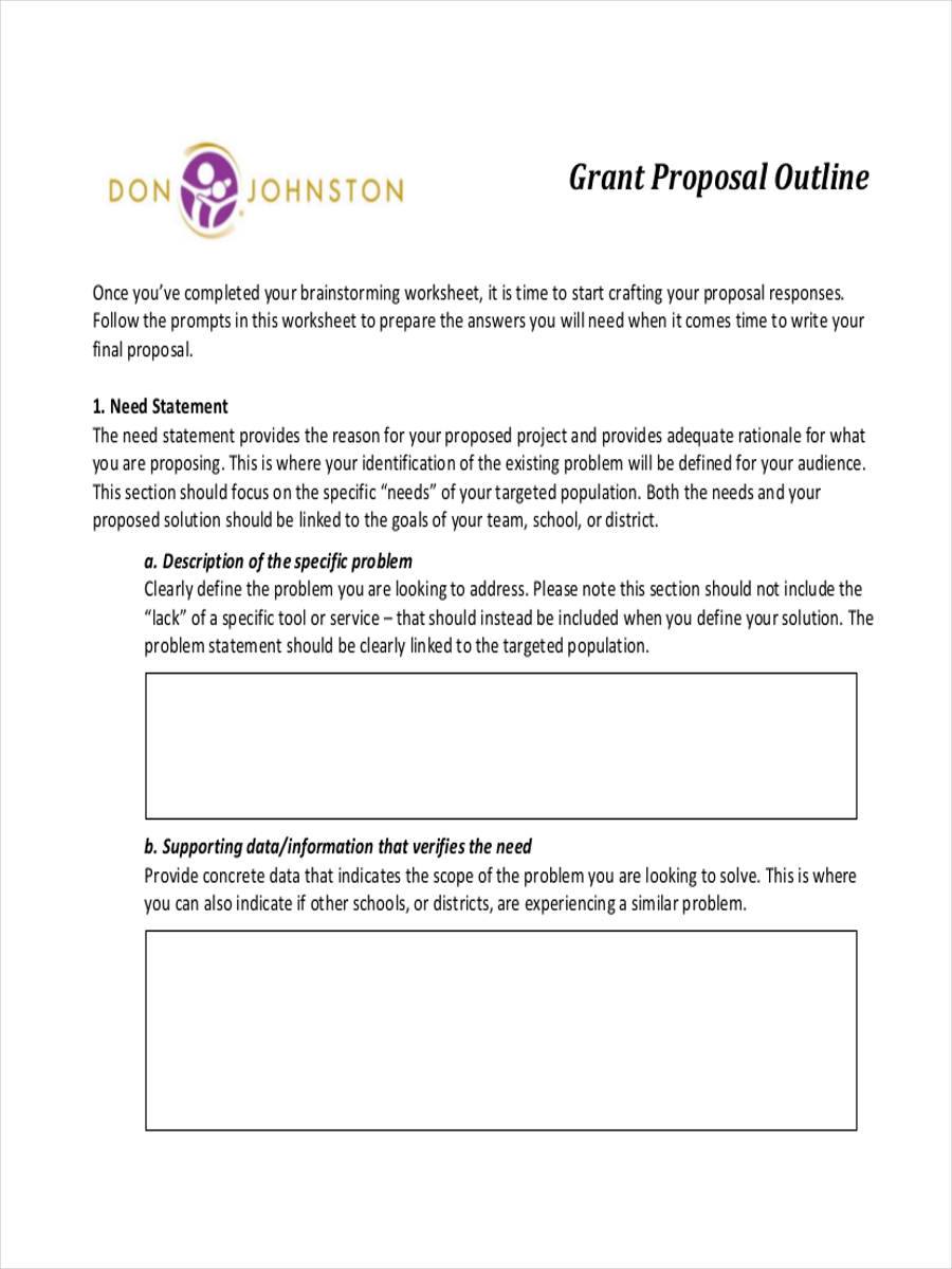 grant proposal sample outline