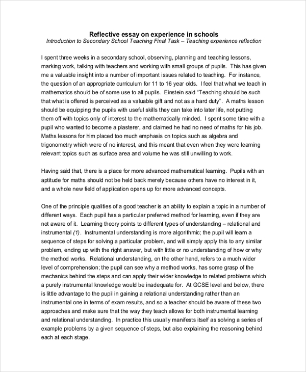 reflective essay on university experience