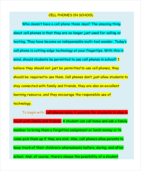 essay writing format for high school students