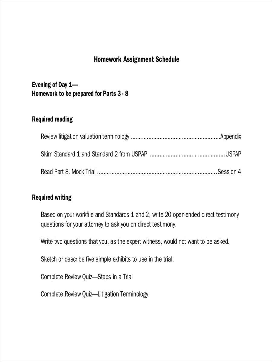 assignment activities examples