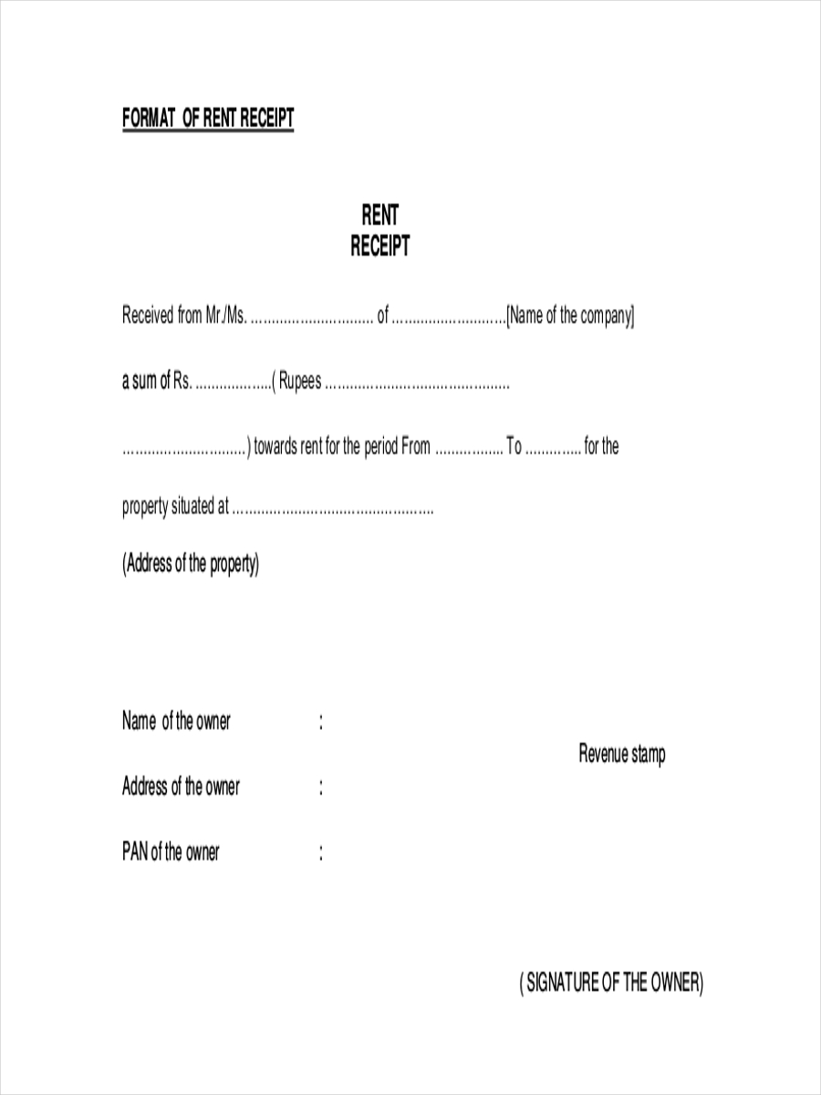 rent receipt excel template