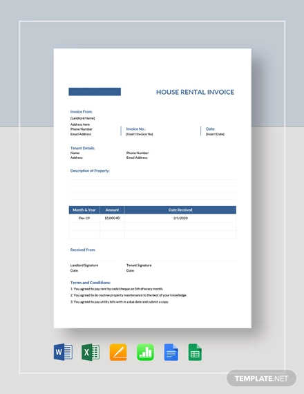 house rental invoice template
