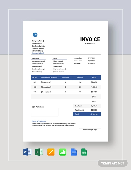 Independent Contractor Invoice Template