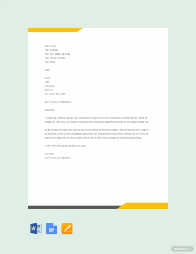 interview acknowledgement letter template