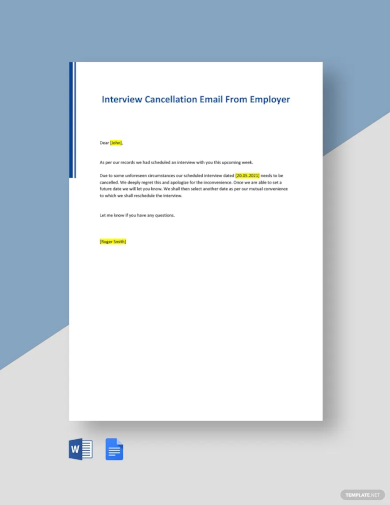 interview cancellation email from employer template