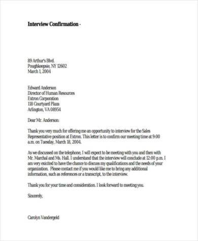 Interview Confirmation Email Template