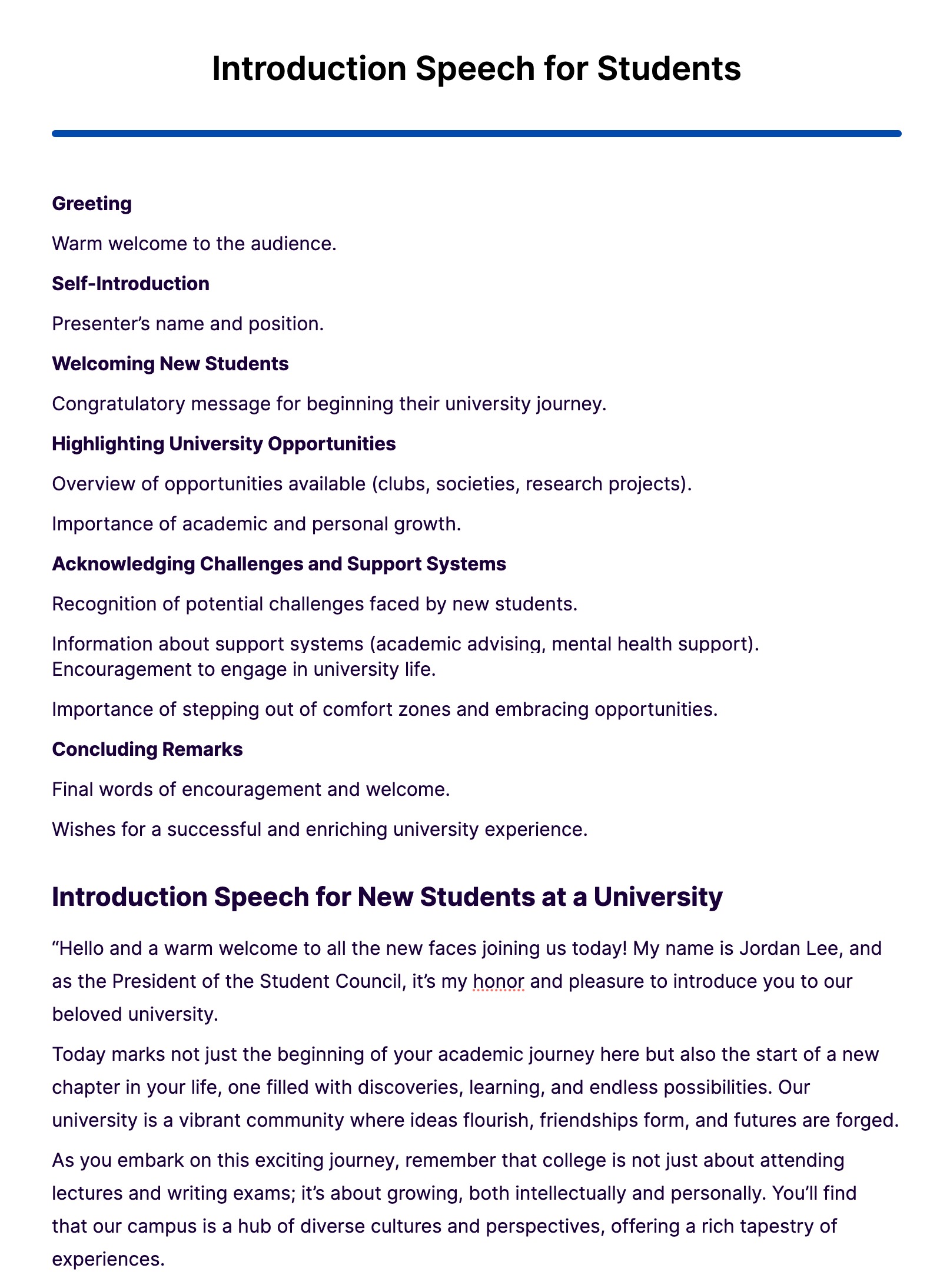 Introduction Speech for Students