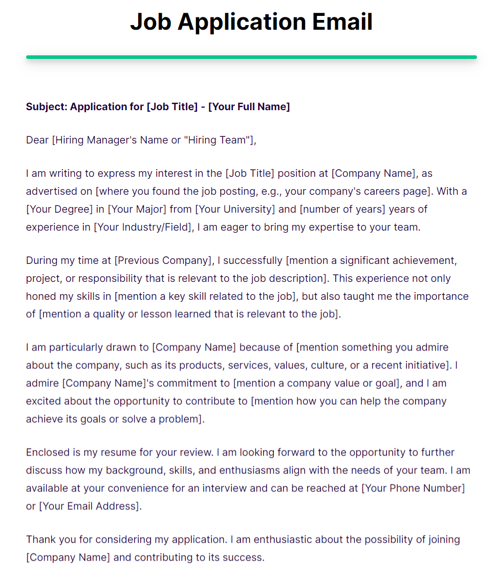 30 Job Application Emails Examples To Download Examples