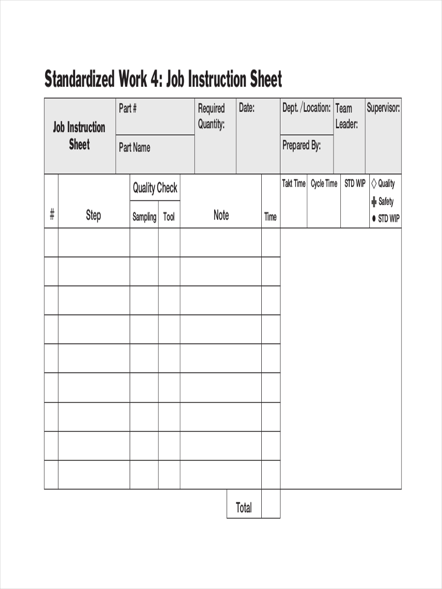 Standard Work Instruction Template For Your Needs