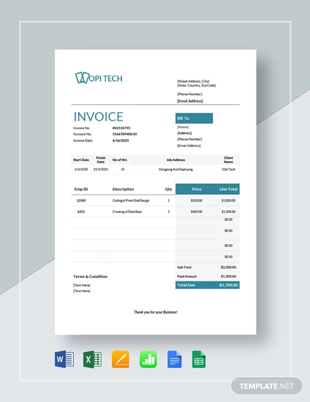 Job Invoice Template