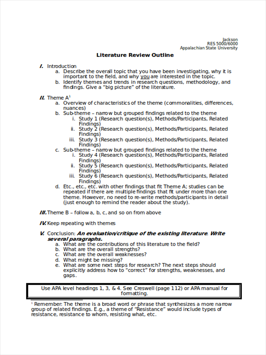 literature review outline