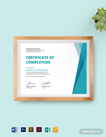 management training certificate template