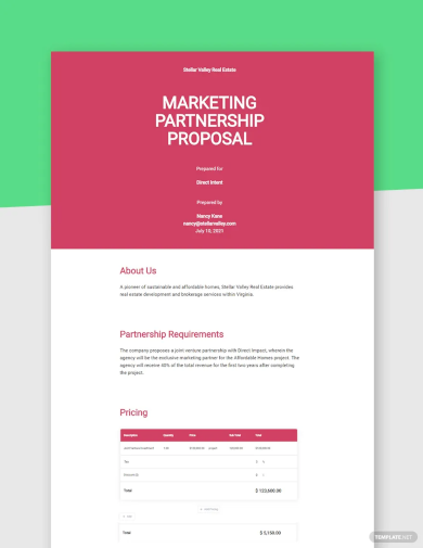 Marketing Partnership Proposal Template