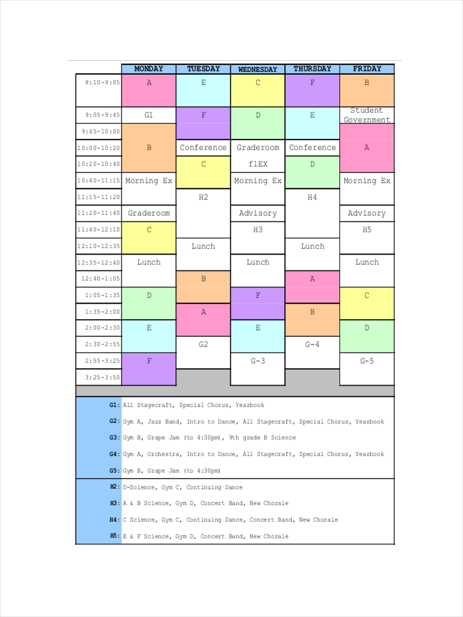 Master Schedule - 8+ Examples, Format, Pdf | Examples