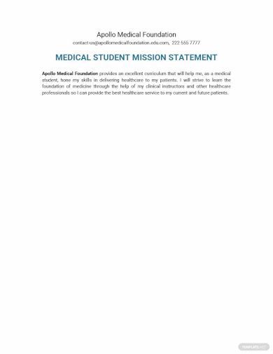 medical student mission statement template
