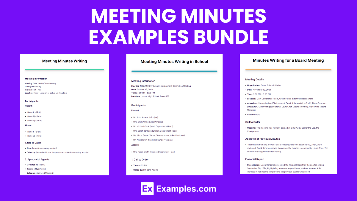 Meeting Minutes Examples Bundle