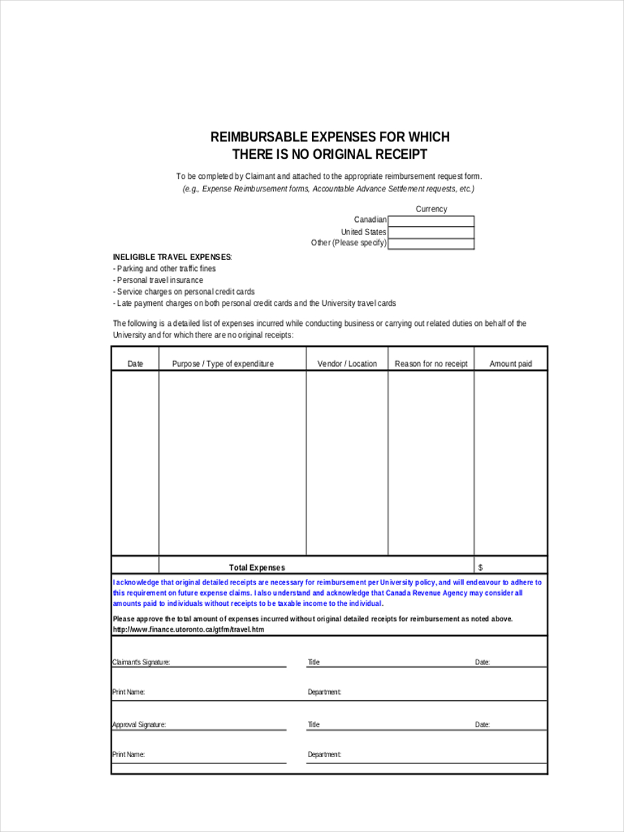 Expenses Receipt Template