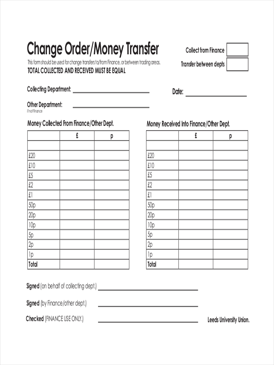 Money Change Order