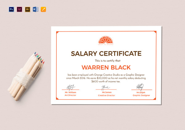 monthly salary certificate
