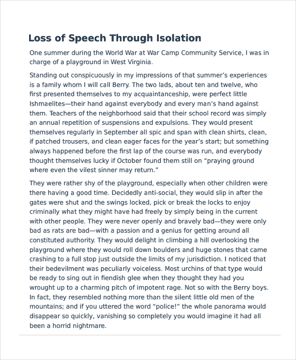 Example of informative speech essay