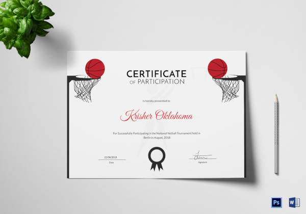 Netball Sports Certificate Template