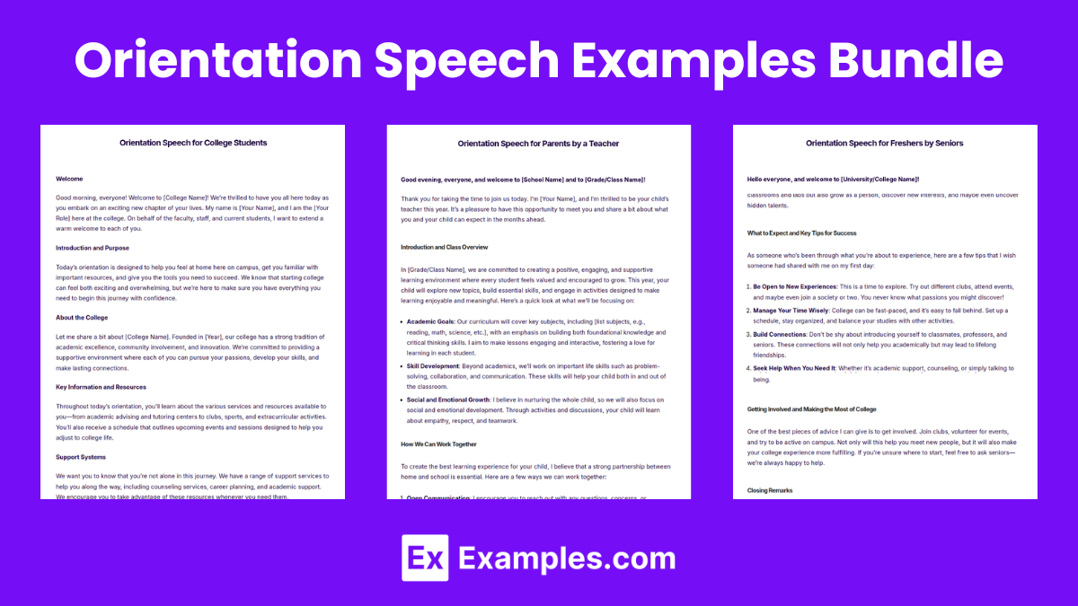 Orientation Speech Examples Bundle