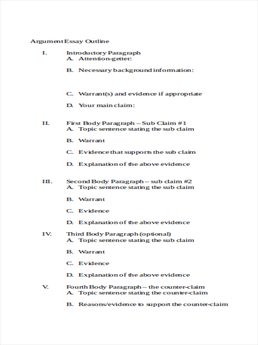 argumentative essay outline example