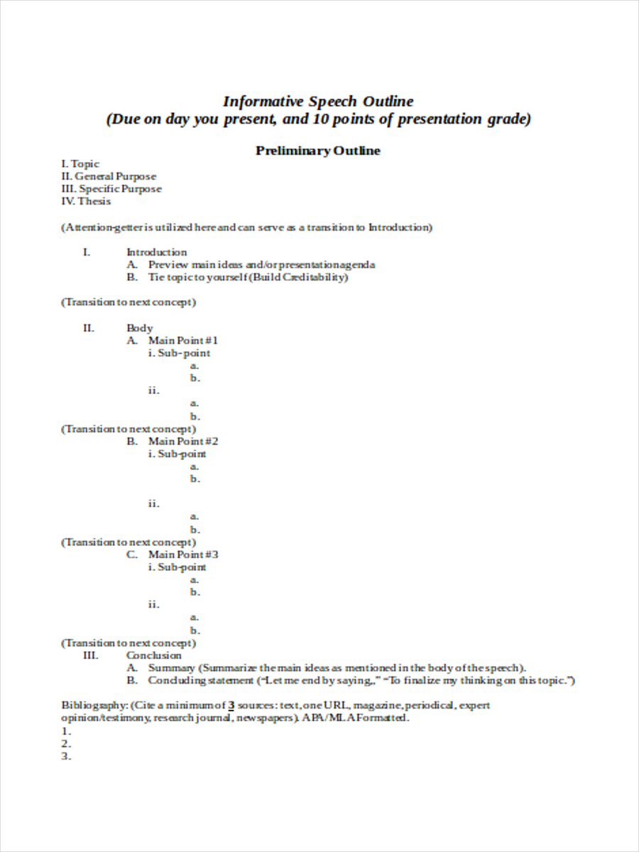 outline for informative speech
