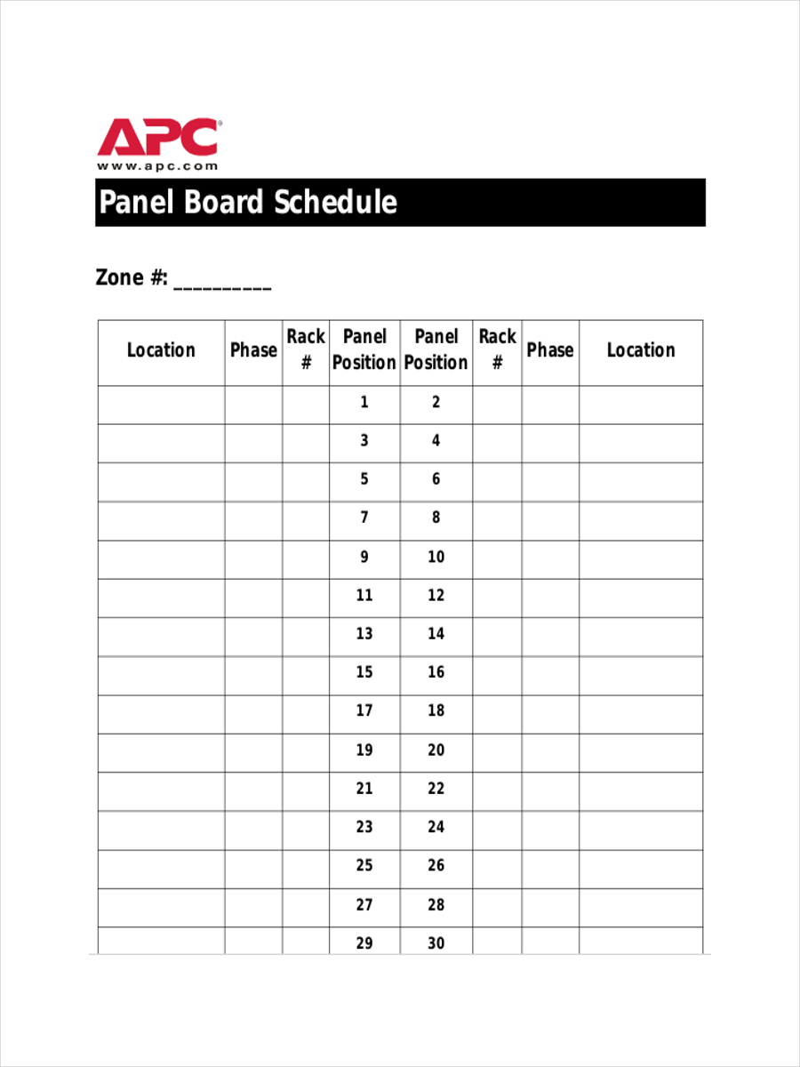 Panel Schedule 11+ Examples, Format, Pdf Examples